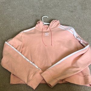 Pink/coral adidas cropped hoodie
